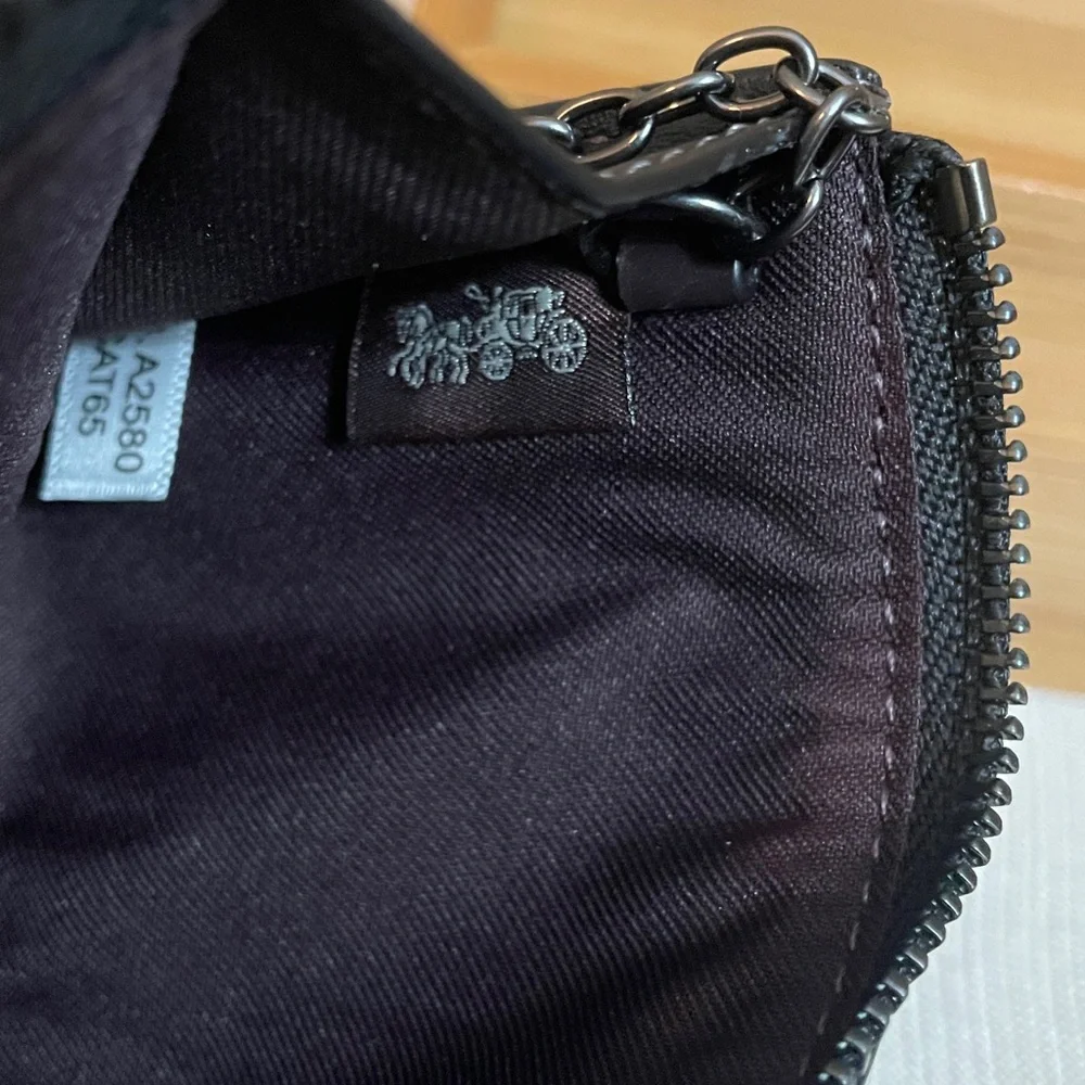 Coach Mini Skinny Id Case With Floral Applique Gunmetal/Black NWT - Picture 11 of 15